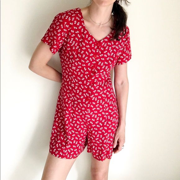 Vintage 90’s cherry red print romper - Picture 12 of 16